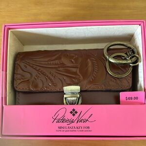 Patricia Nash Brown Leather mini Lanza  Key Fob bag